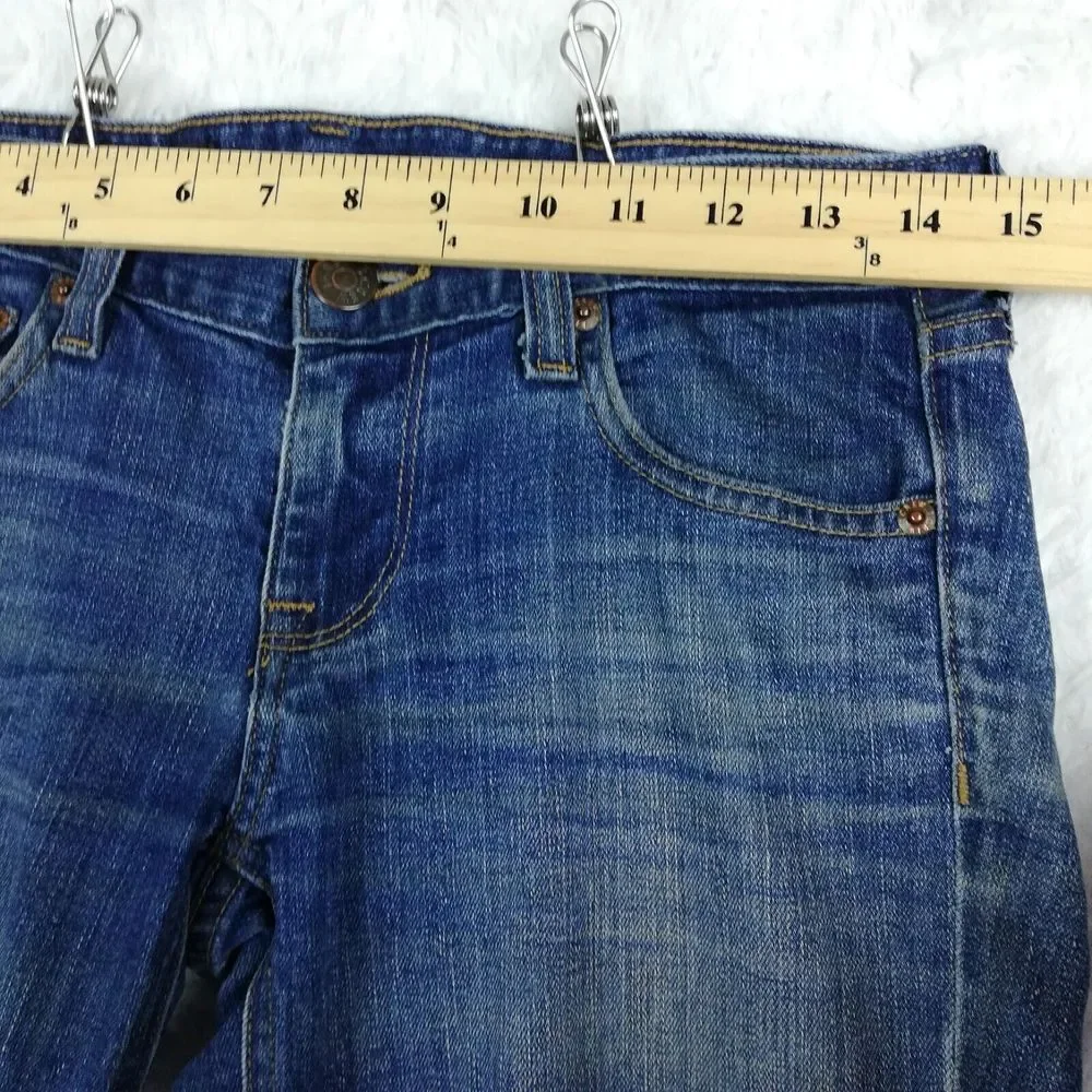 J. Crew Womens Jeans Capri Matchstick Blue‎ Denim Whiskering Stone Wash 26
